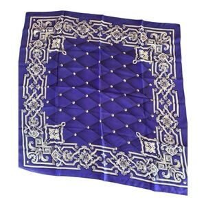 Linda Allard‎ For Ellen Tracy Indigo  100% Silk Square Women's Scarf 33" X 33"